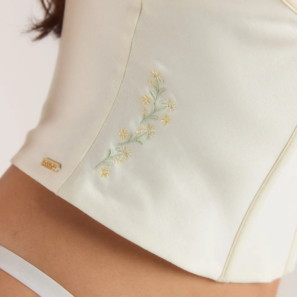 Best Bestickter Korsett-Top mit Blumenmuster - T-Shirts Und Oberteile