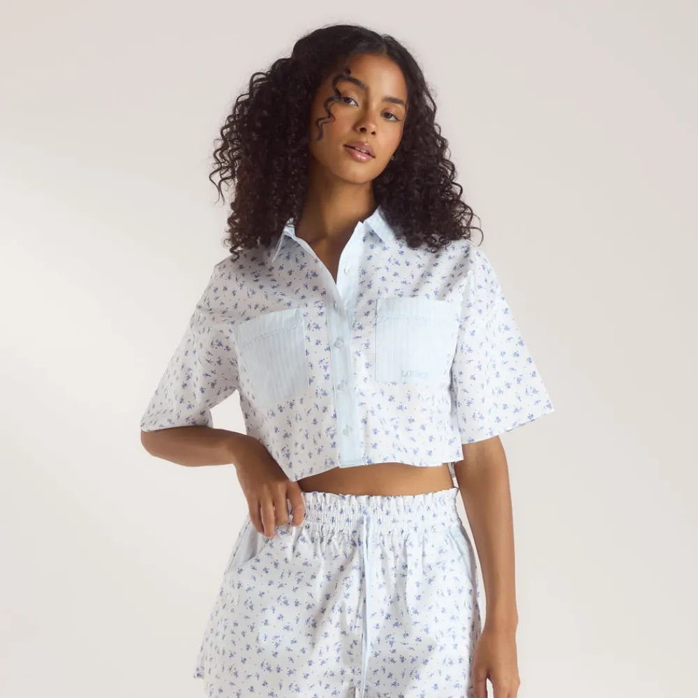 New Bloom & Stripe Kurzärmeliges Pyjamahemd - Pyjamas Sets|Pyjama-Oberteile