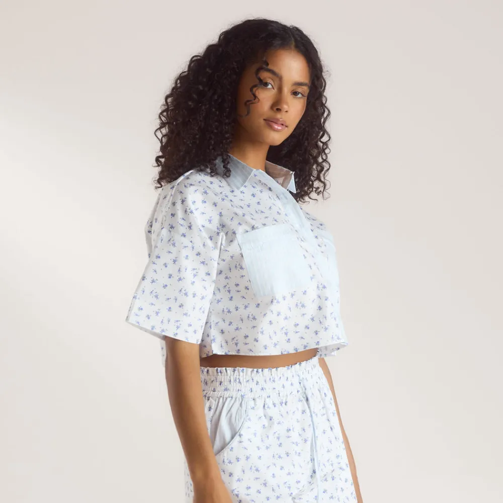 New Bloom & Stripe Kurzärmeliges Pyjamahemd - Pyjamas Sets|Pyjama-Oberteile