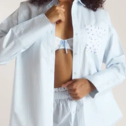 Discount Bloom & Stripe Pyjamahemd - Pyjamas Sets|Pyjama-Oberteile