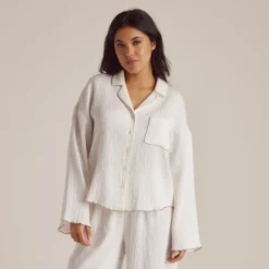 Outlet Crinkle Pyjamahemd - Pyjamas Sets|Pyjama-Oberteile