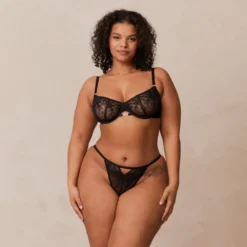 Outlet Flirt Balcony Bra & Thong/Briefs Set - Black Mit Bügel|Balcony