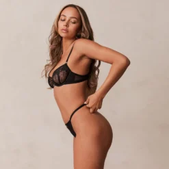 Outlet Flirt Balcony Bra & Thong/Briefs Set - Black Mit Bügel|Balcony