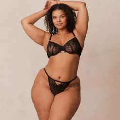 Outlet Flirt Balcony Bra & Thong/Briefs Set - Black Mit Bügel|Balcony