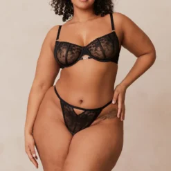 Outlet Flirt Balcony Bra & Thong/Briefs Set - Black Mit Bügel|Balcony