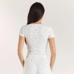 New Gerippter, Kurzärmeliger Pyjama Top - Pyjamas Sets|Pyjama-Oberteile