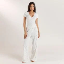 New Gerippter, Kurzärmeliger Pyjama Top - Pyjamas Sets|Pyjama-Oberteile