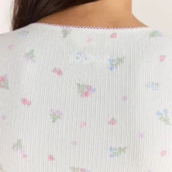 New Gerippter, Kurzärmeliger Pyjama Top - Pyjamas Sets|Pyjama-Oberteile