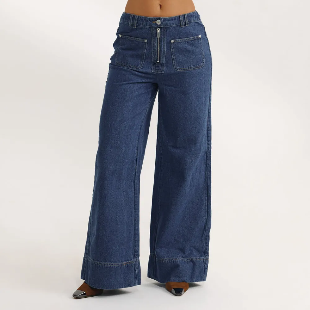 Outlet Hochtaillierte Jeans mit Weitem Bein - Hosen