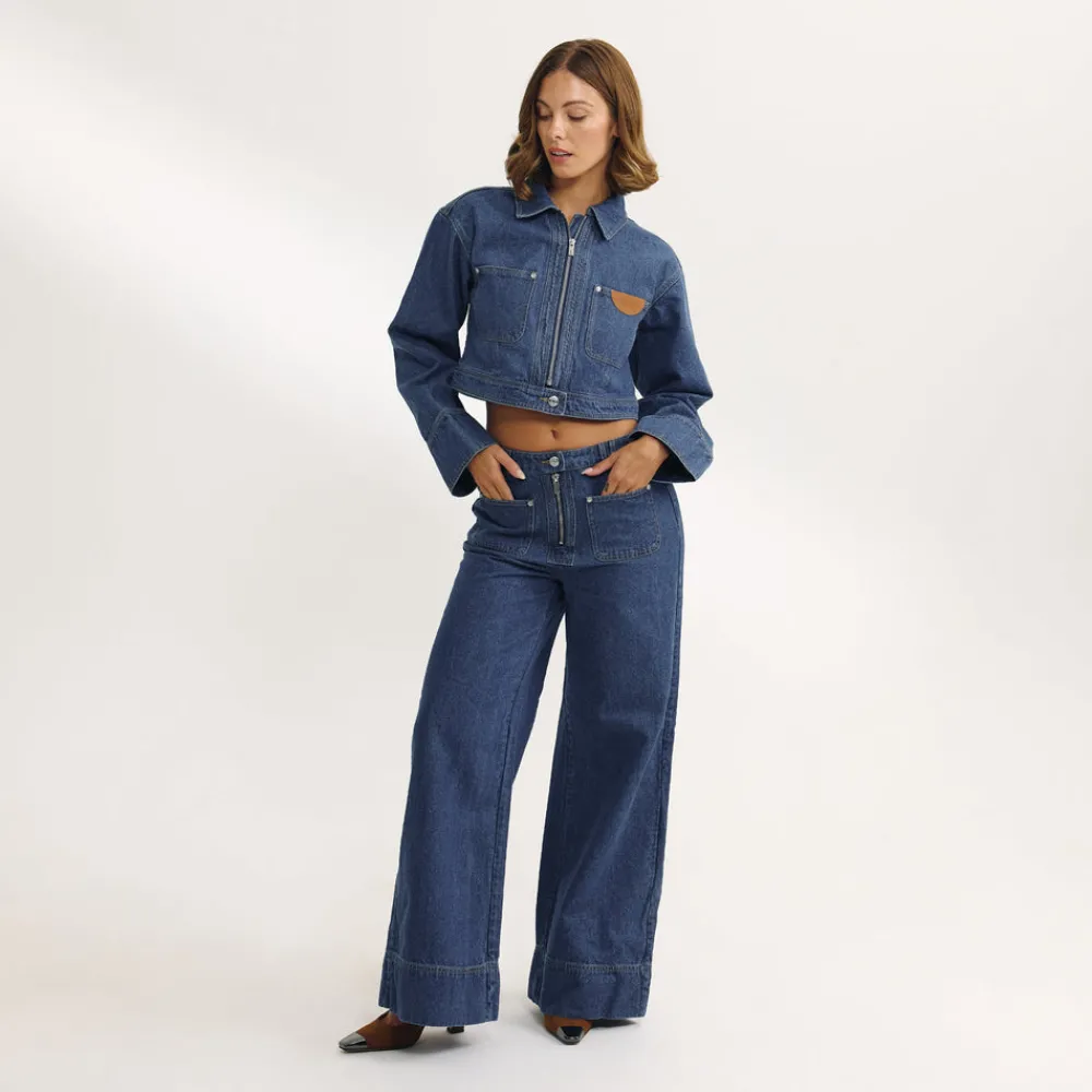 Outlet Hochtaillierte Jeans mit Weitem Bein - Hosen