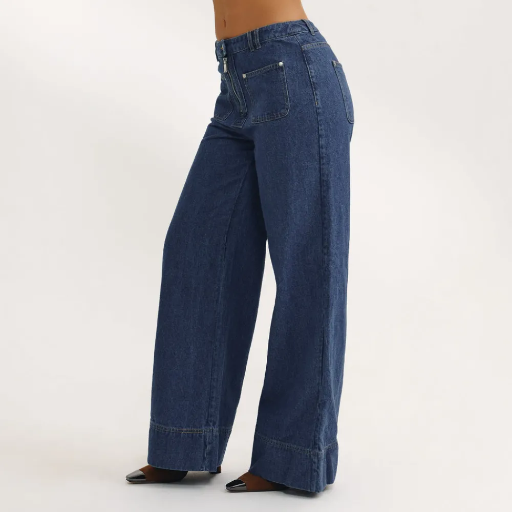 Outlet Hochtaillierte Jeans mit Weitem Bein - Hosen