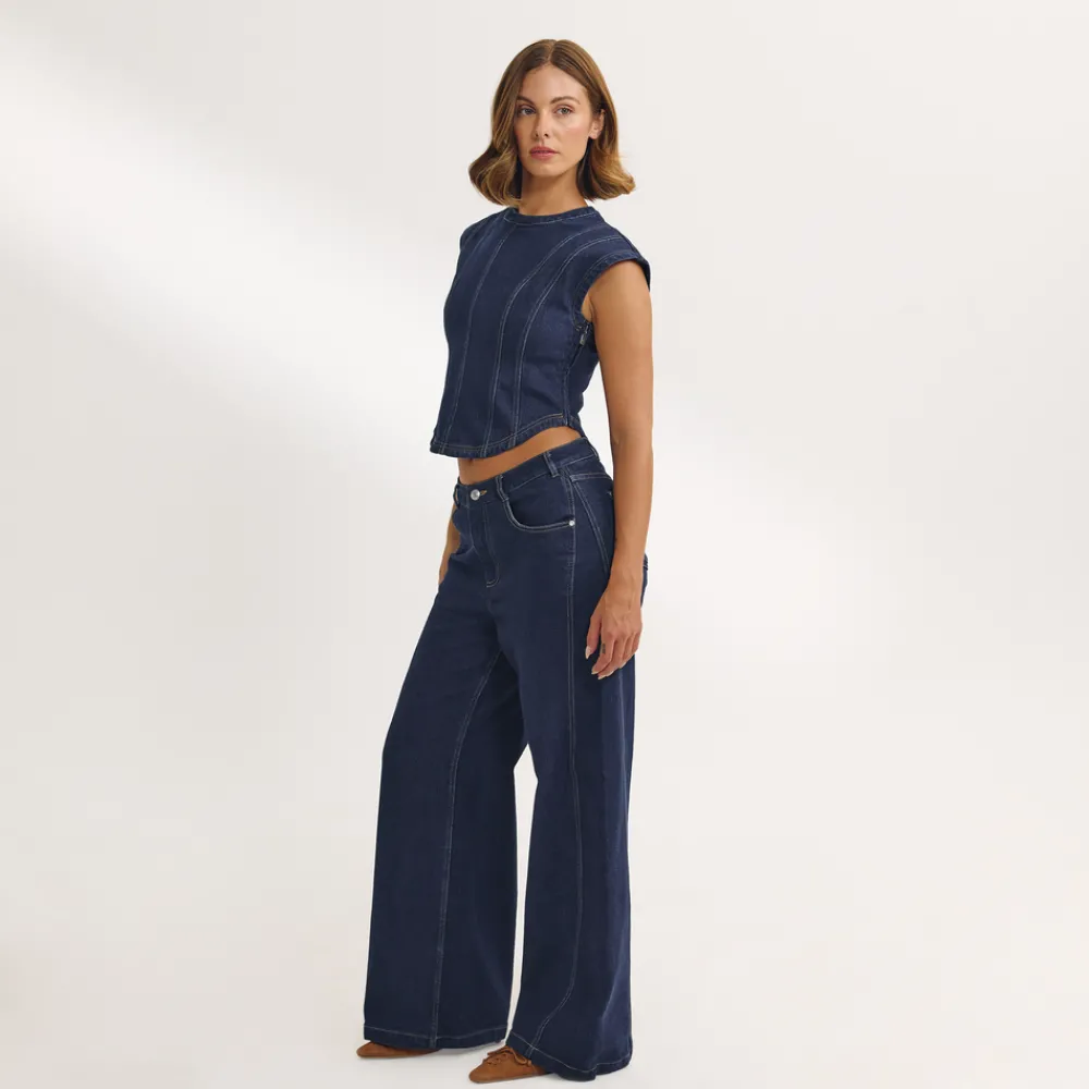 New Low-Rise-Jeans mit Weitem Bein - Hosen