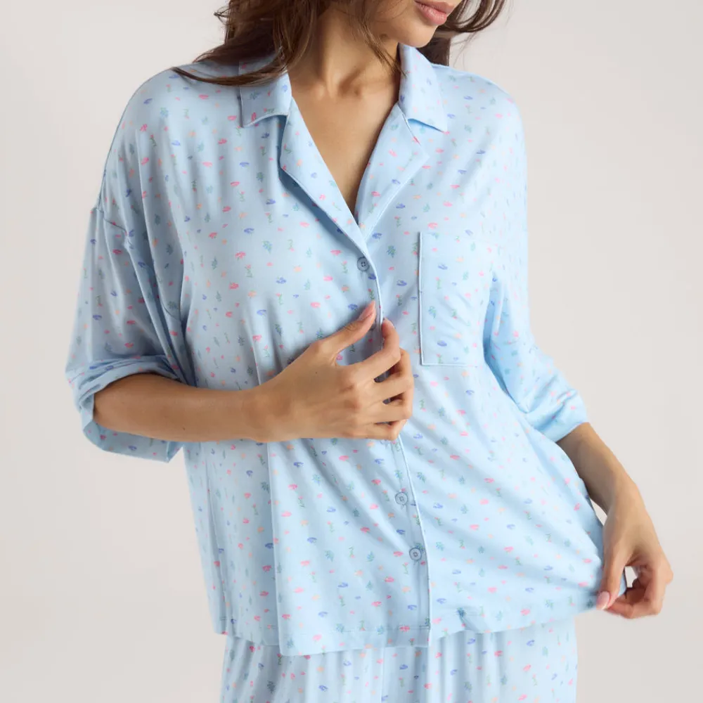 Discount Modal Pyjama-Shirt mit kurzen Ärmeln - Pyjamas Sets|Pyjama-Oberteile