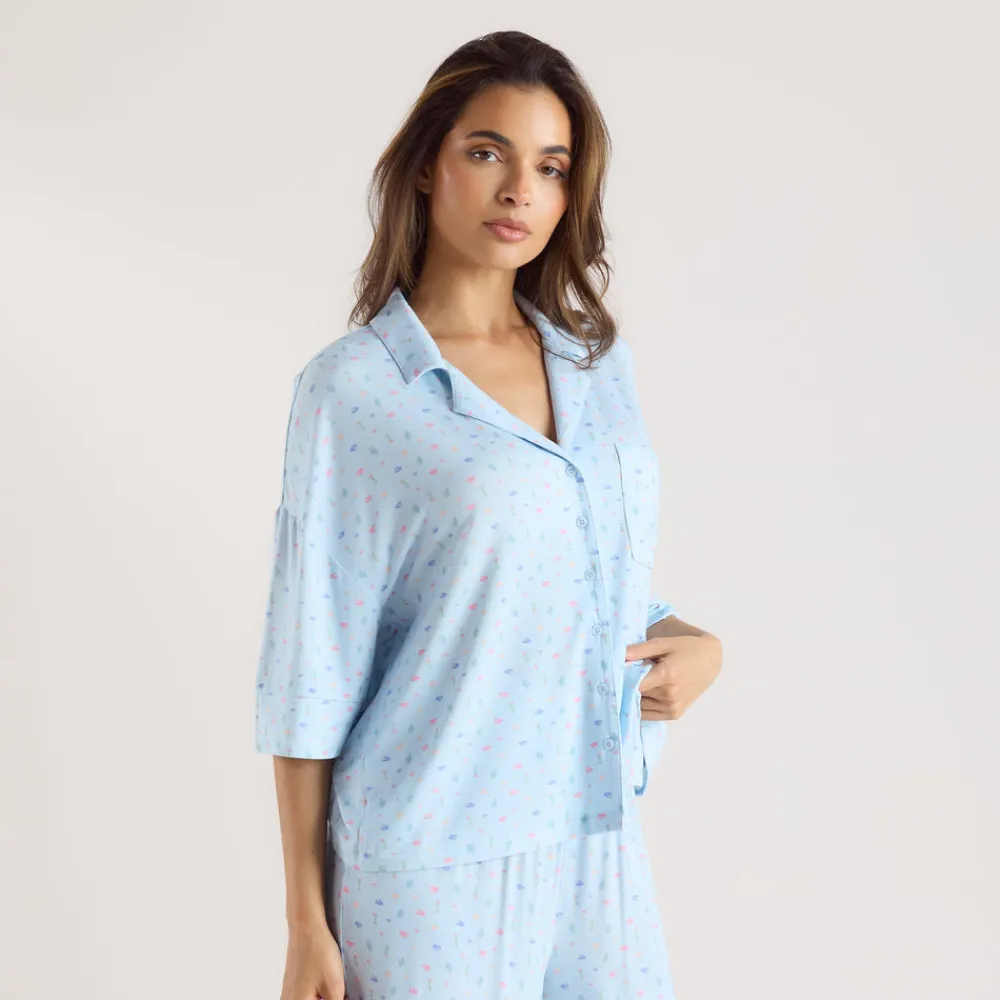 Discount Modal Pyjama-Shirt mit kurzen Ärmeln - Pyjamas Sets|Pyjama-Oberteile
