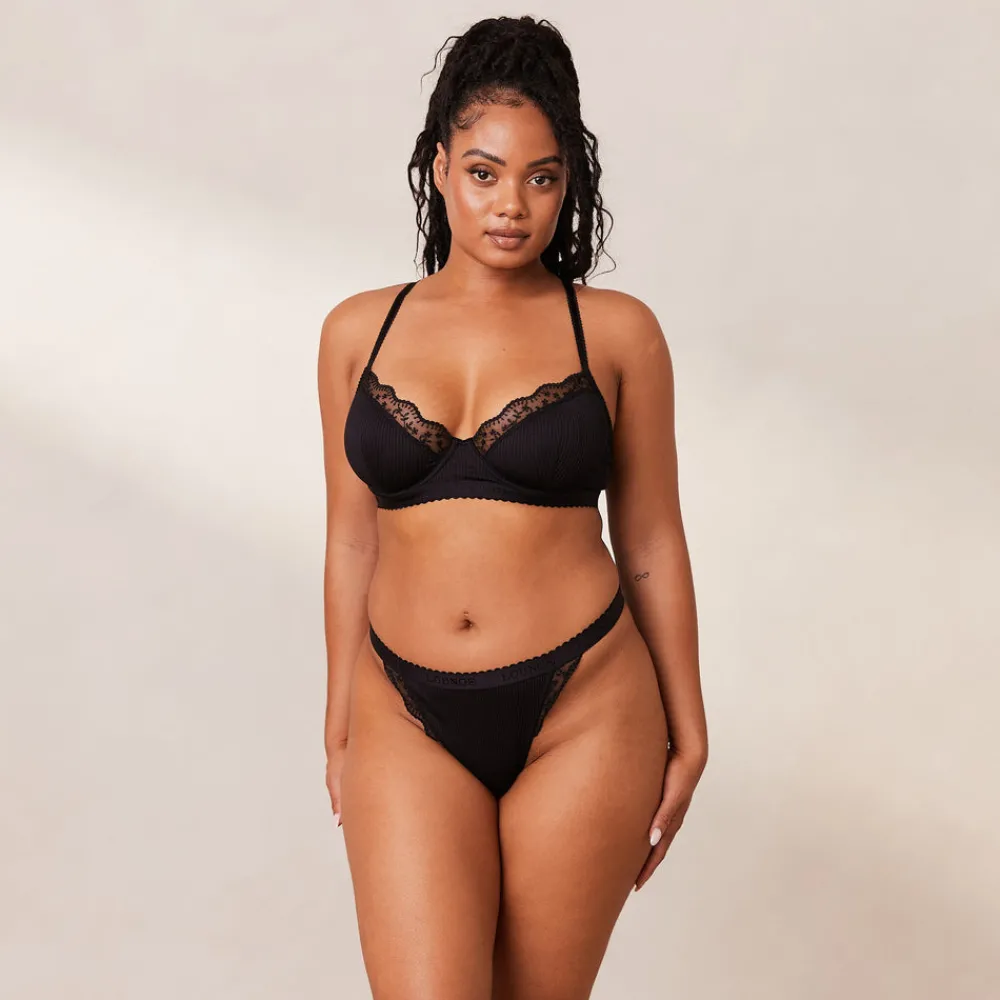 New Ribbed Balcony BH und String/Slip Set - Mit Bügel|Balcony