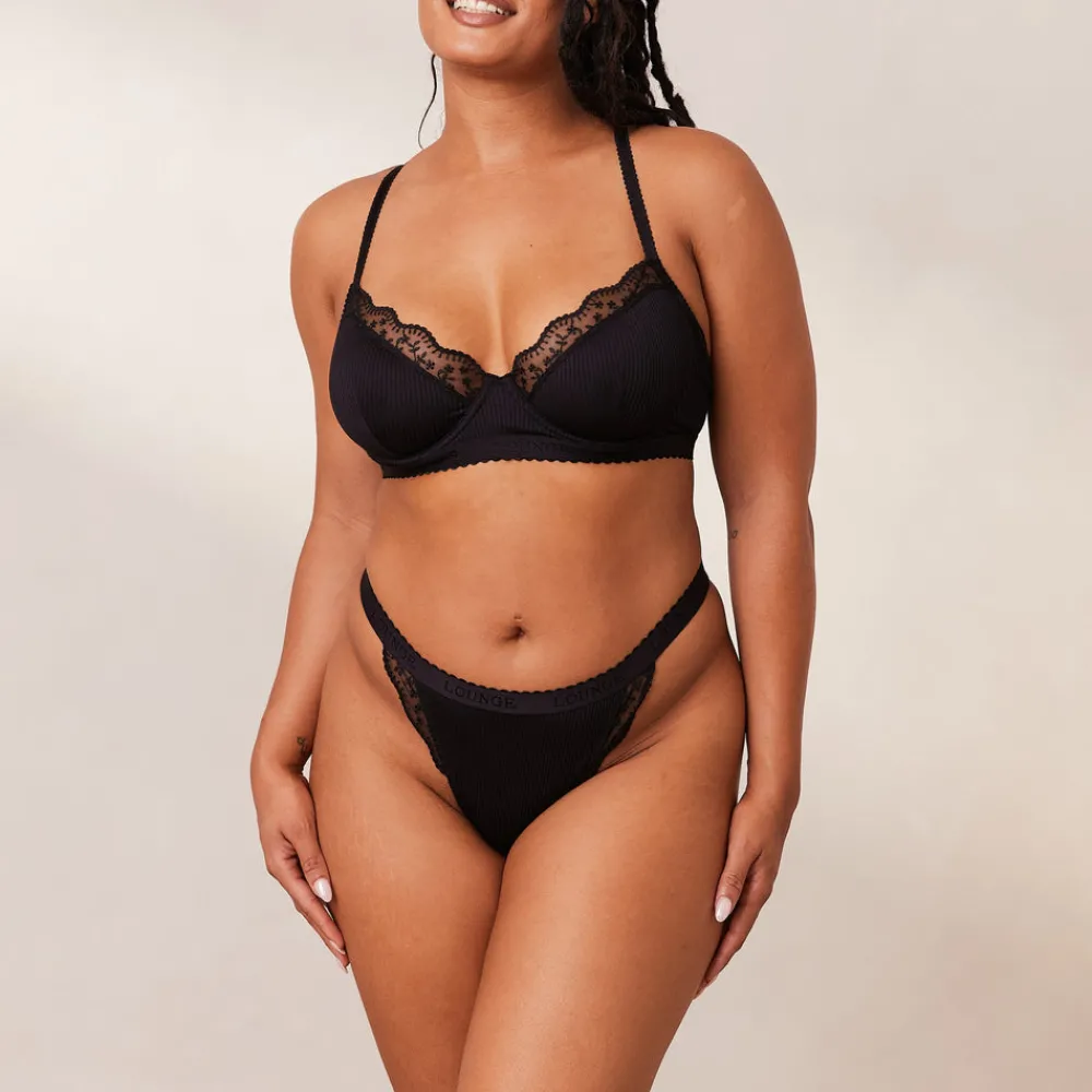 New Ribbed Balcony BH und String/Slip Set - Mit Bügel|Balcony
