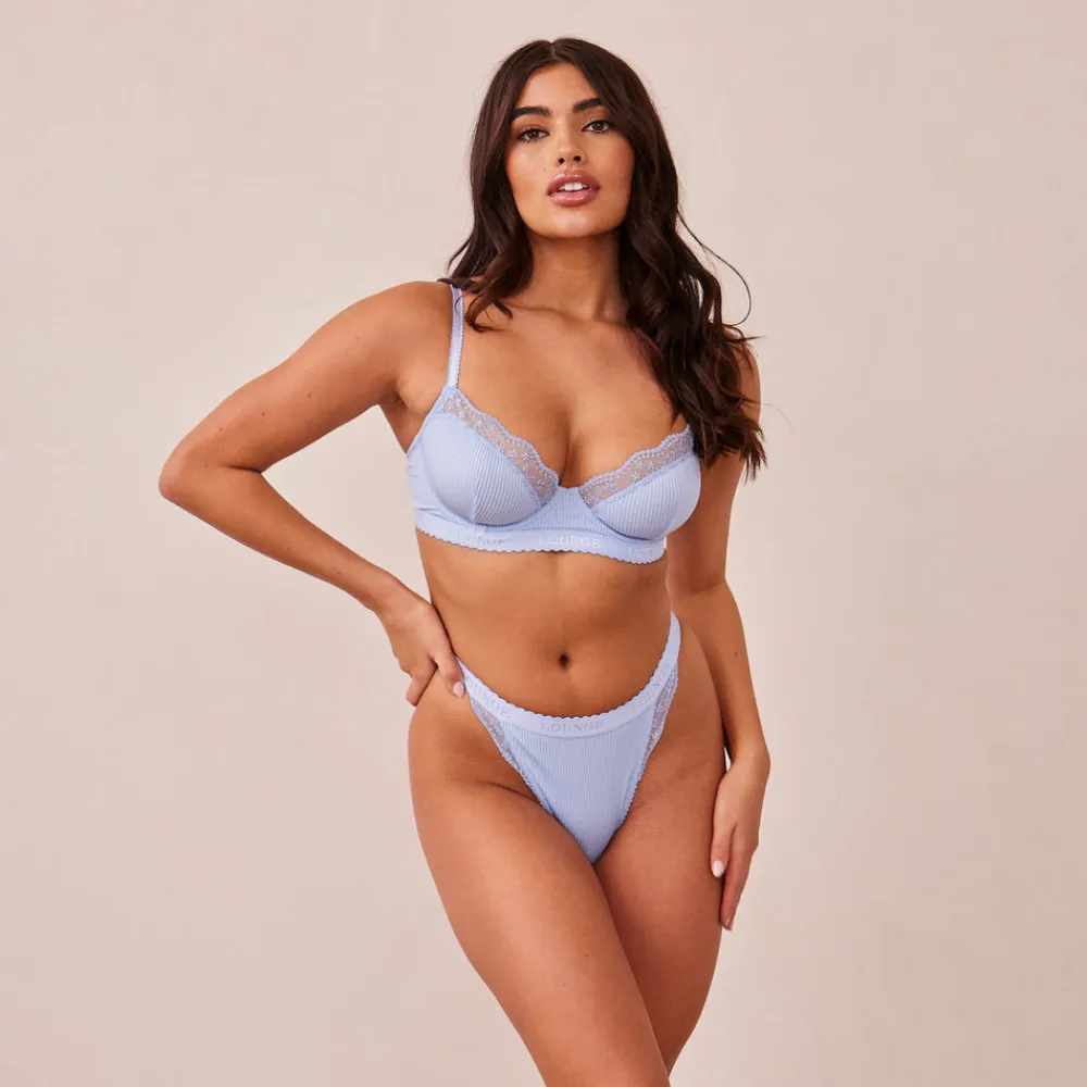 Clearance Ribbed Balcony BH und String/Slip Set - Mit Bügel|Balcony