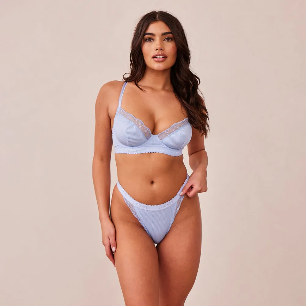 Clearance Ribbed Balcony BH und String/Slip Set - Mit Bügel|Balcony