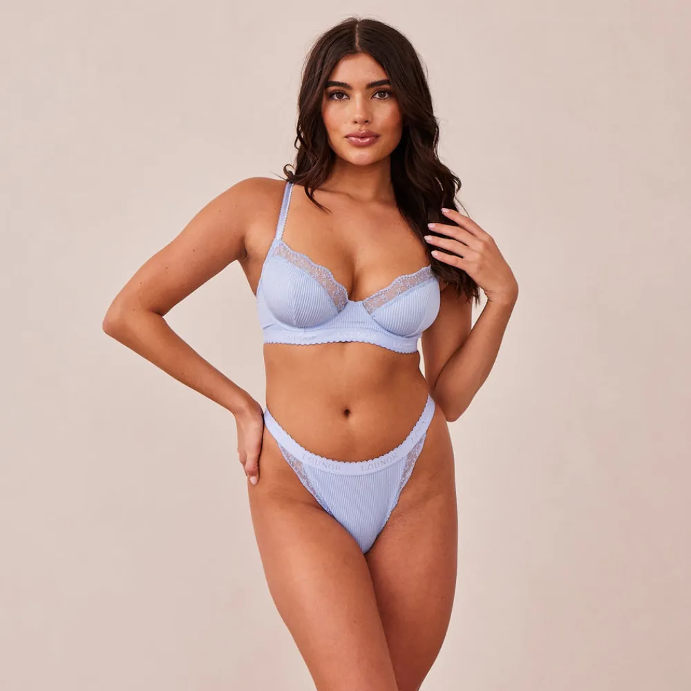 Clearance Ribbed Balcony BH und String/Slip Set - Mit Bügel|Balcony