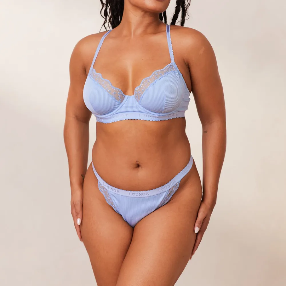 Clearance Ribbed Balcony BH und String/Slip Set - Mit Bügel|Balcony