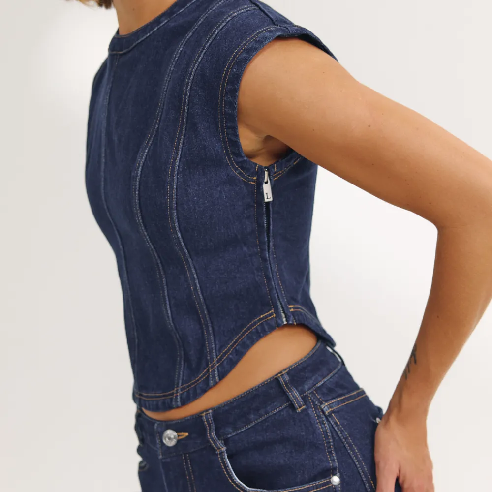 Clearance Tailliertes Denim-Oberteil - T-Shirts Und Oberteile
