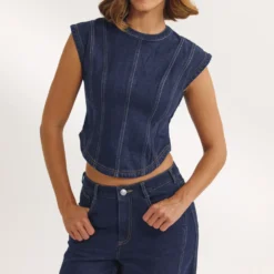 Clearance Tailliertes Denim-Oberteil - T-Shirts Und Oberteile