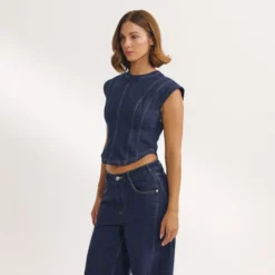Clearance Tailliertes Denim-Oberteil - T-Shirts Und Oberteile