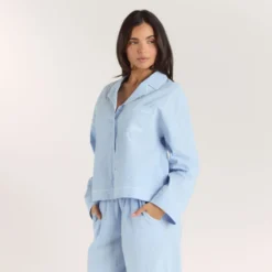Clearance Texturiertes Pyjamahemd aus Baumwoll - Pyjamas Sets|Pyjama-Oberteile